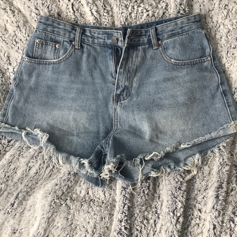 distressed denim shorts